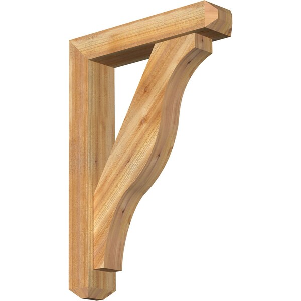 Ekena Millwork Funston Craftsman Rough Sawn Bracket w/ Offset Brace, Western Red Cedar, 6"W x 28"D x 40"H BKT0604X28X40FST04RWR - main